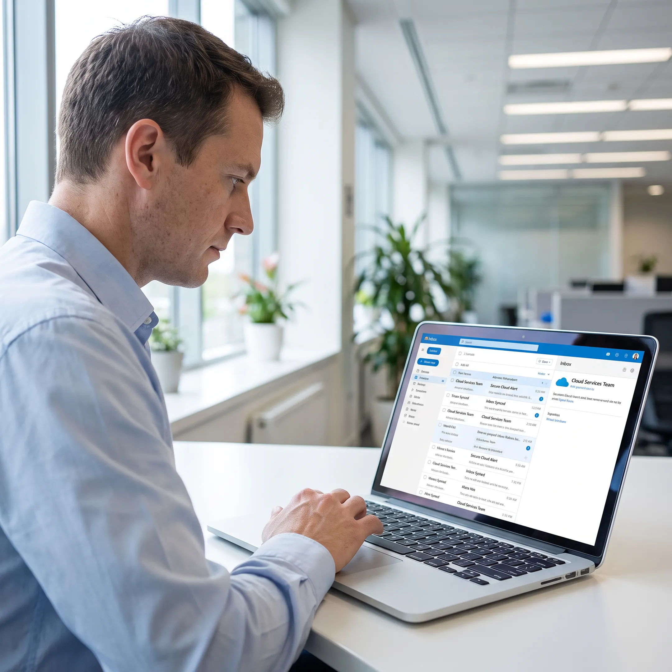Professional working on secure business email