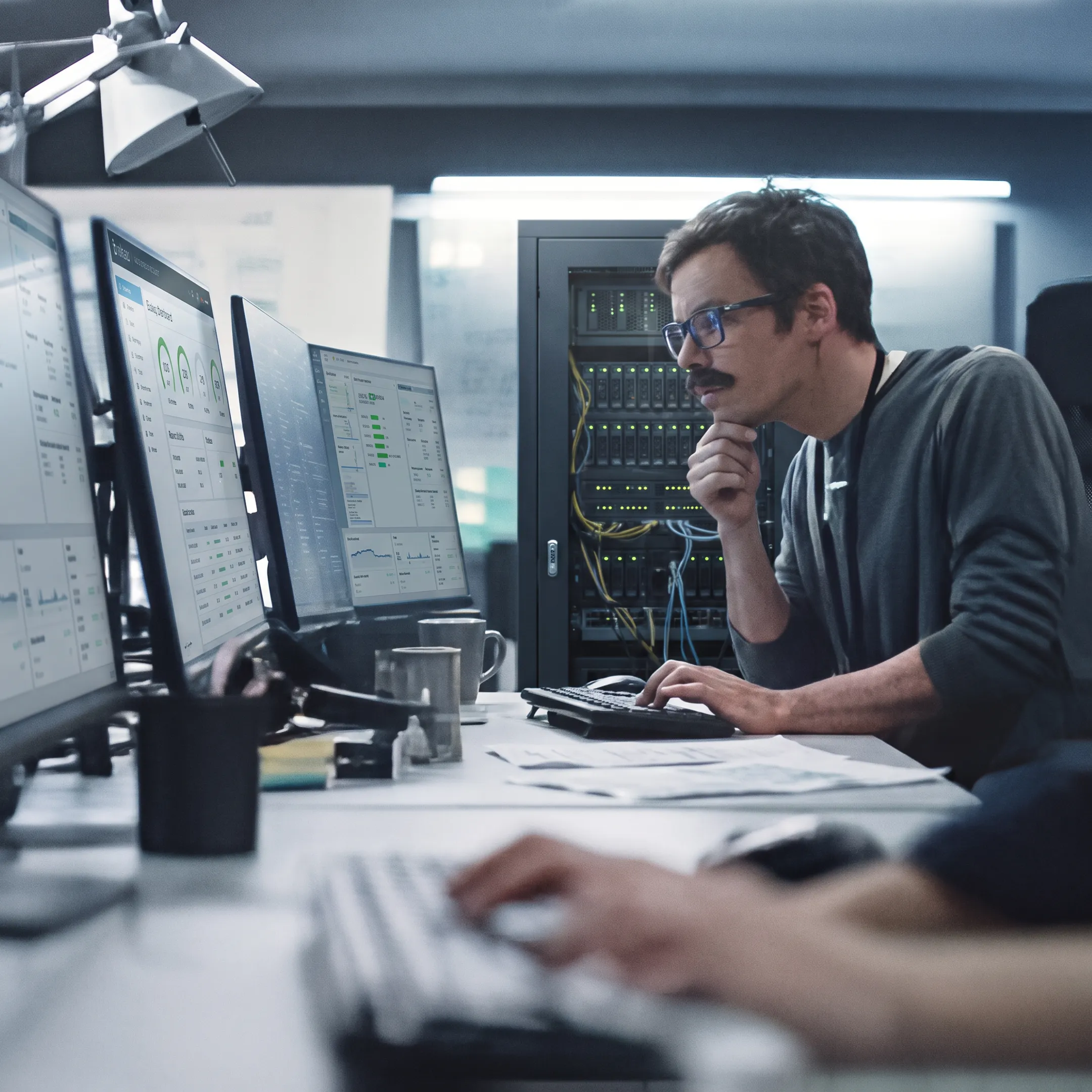 IT professional reviewing disaster recovery systems