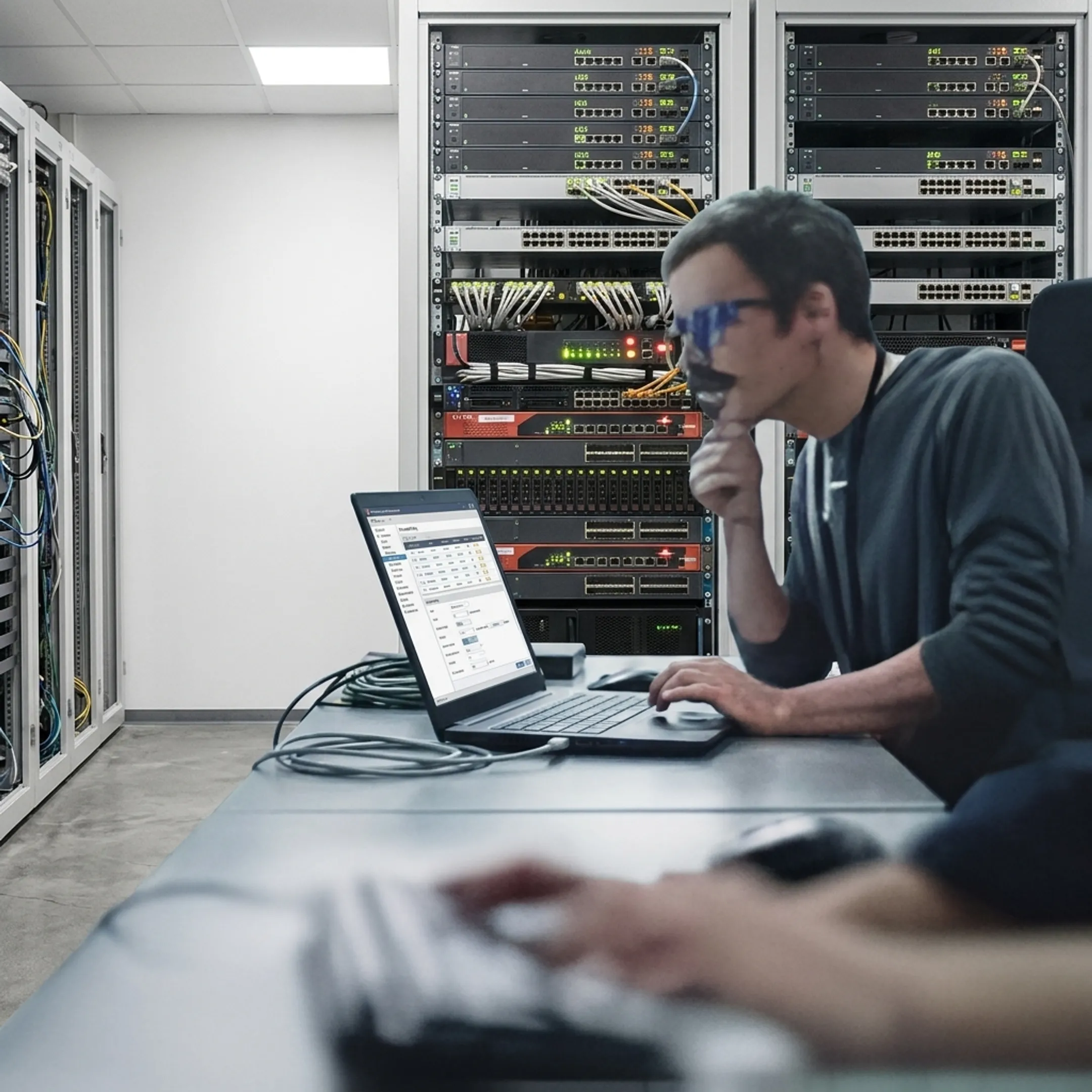 Engineer configuring business firewall settings