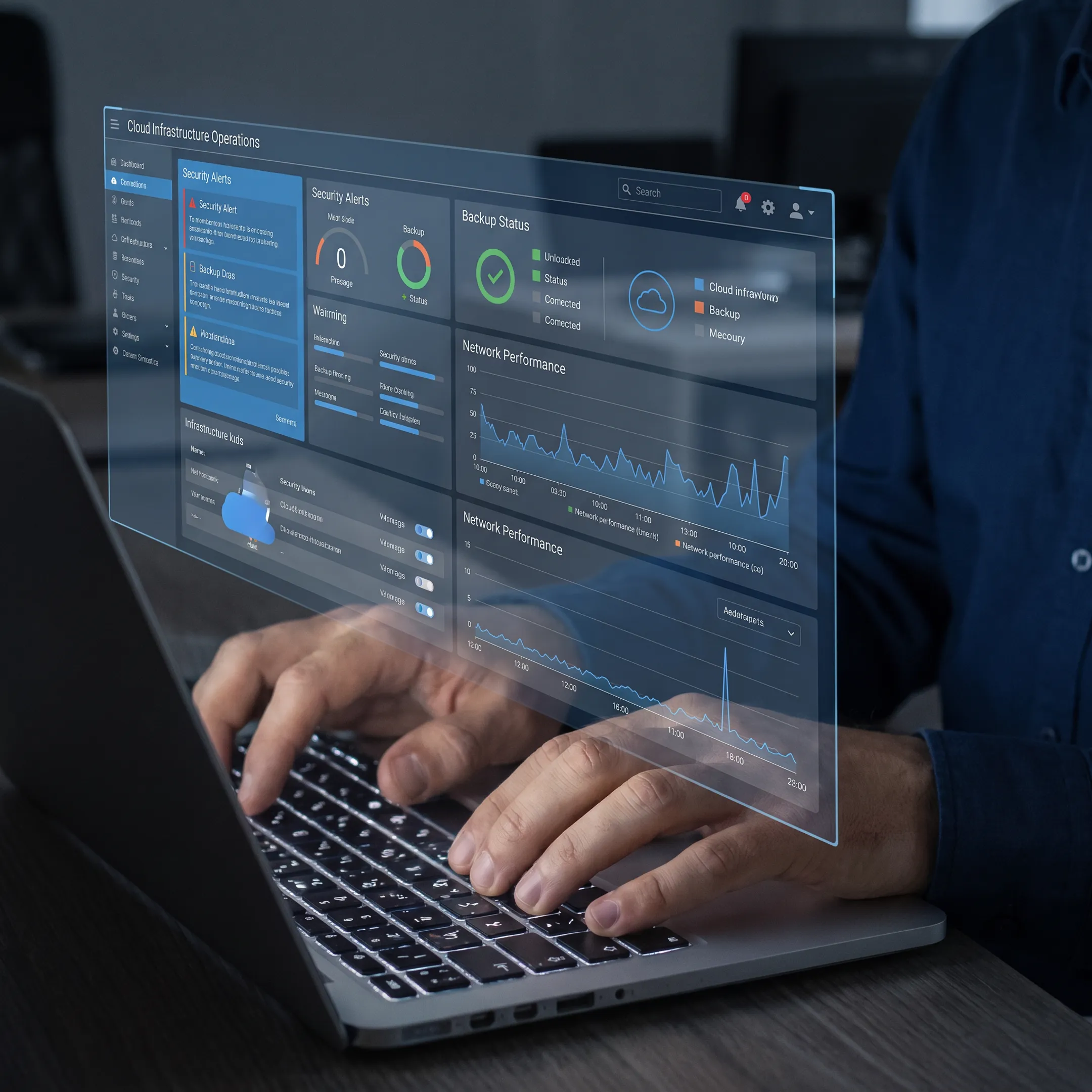 IT professional monitoring resilient business infrastructure