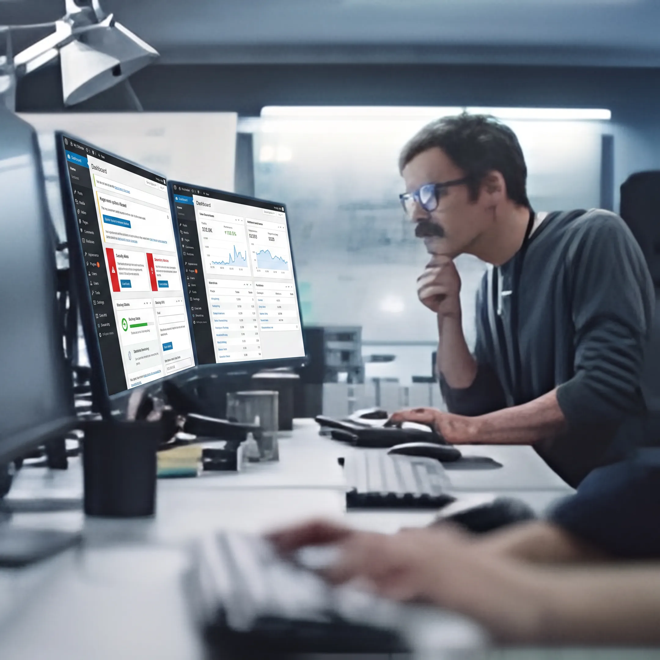 Technician maintaining a WordPress business website