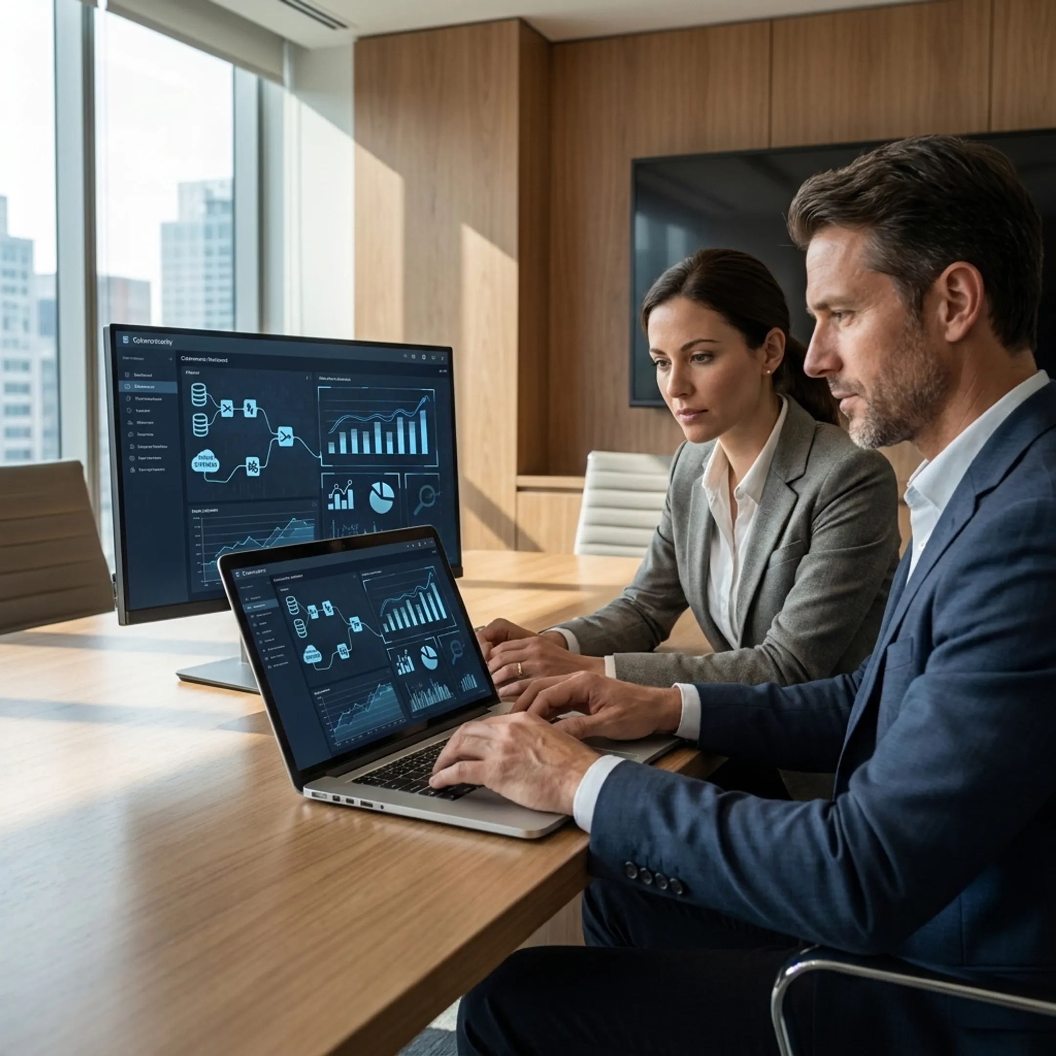 Financial IT team reviewing security controls