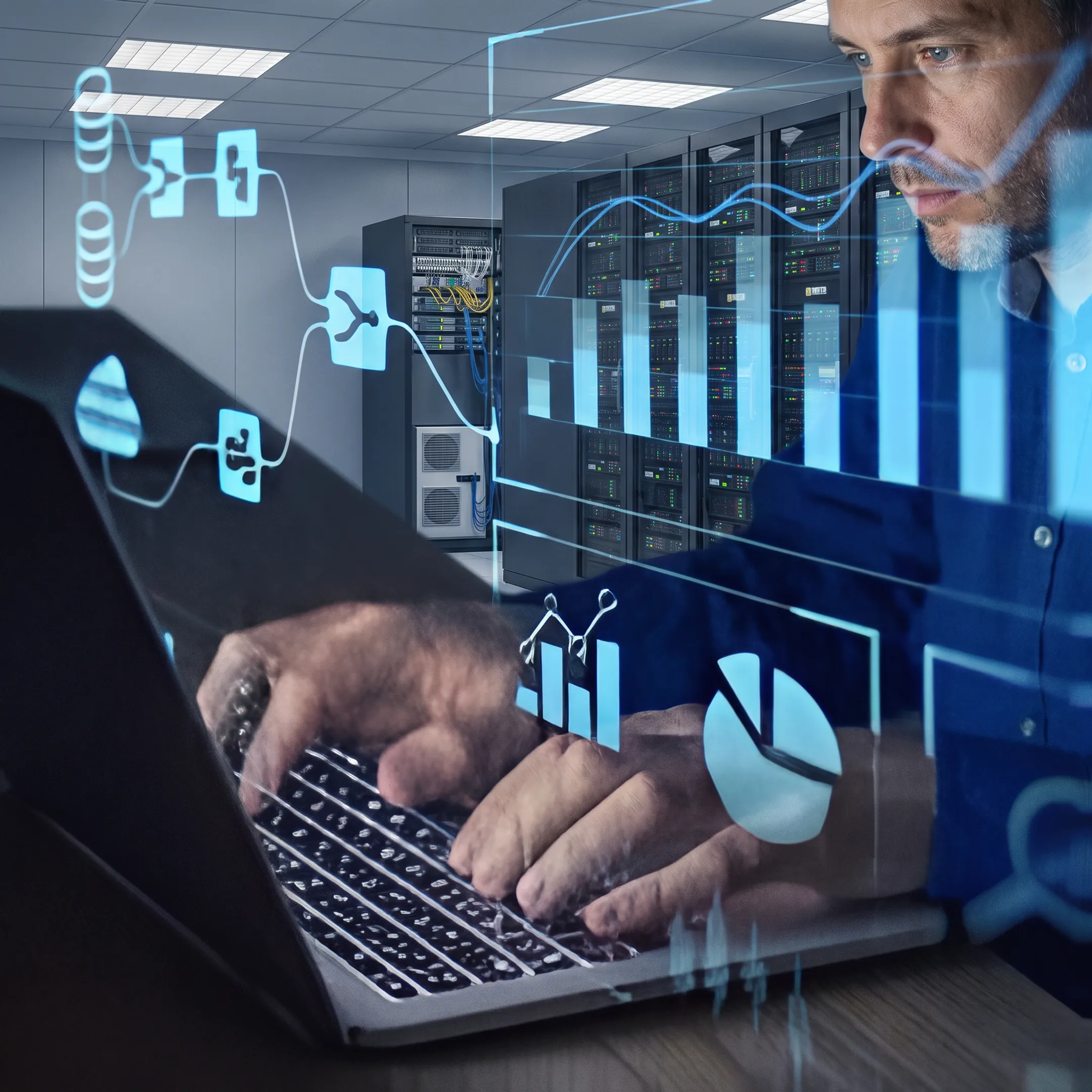 IT professional reviewing secure financial systems