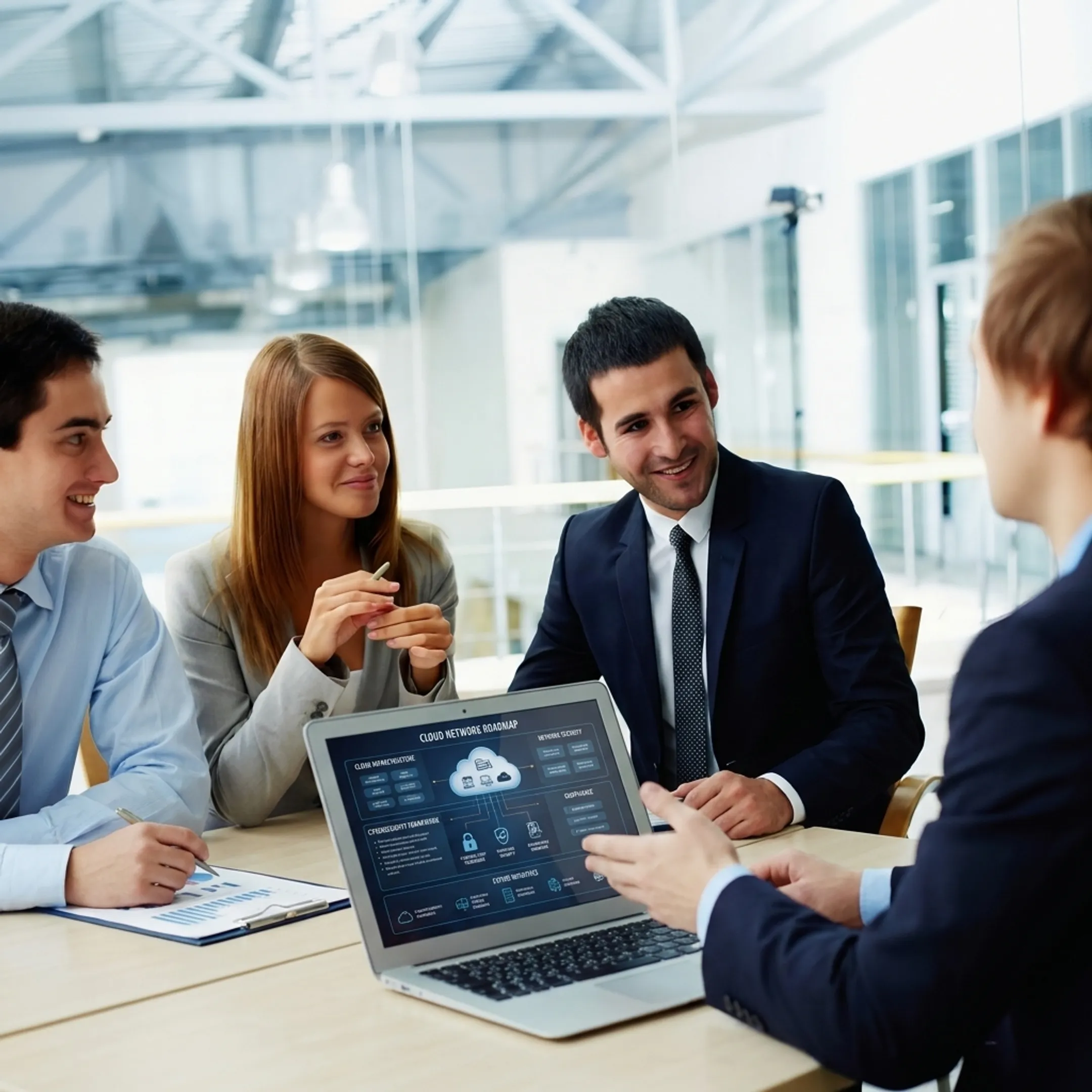 Consultant presenting an IT strategy to business leaders