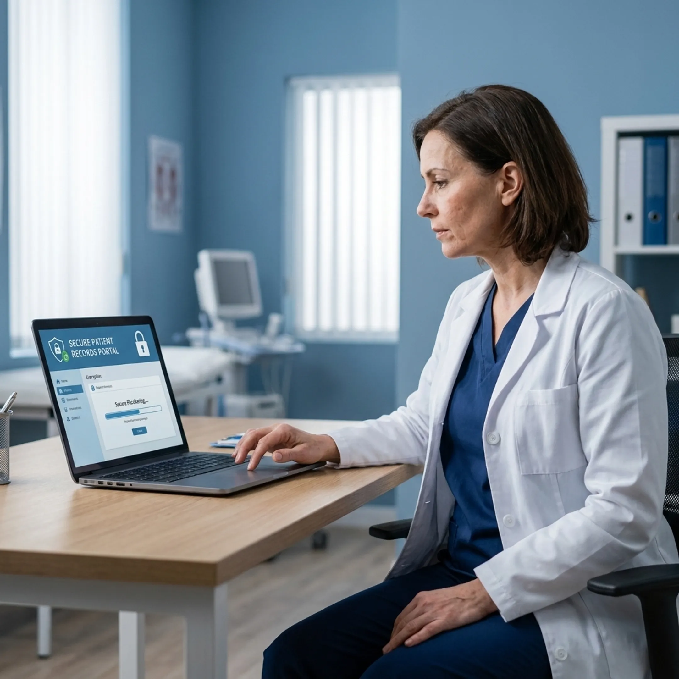 Healthcare professional securely sharing patient files