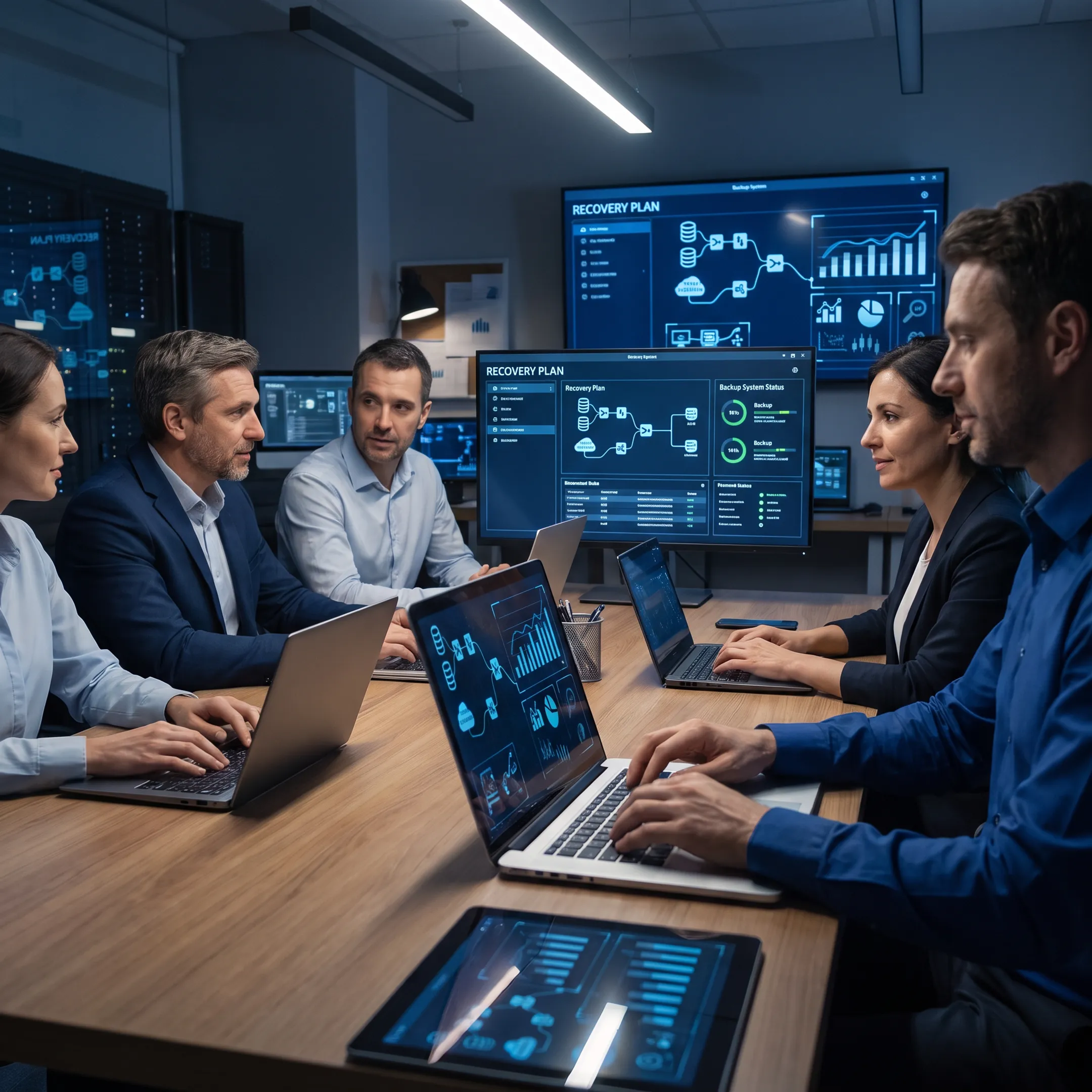 IT consultant reviewing a disaster recovery plan