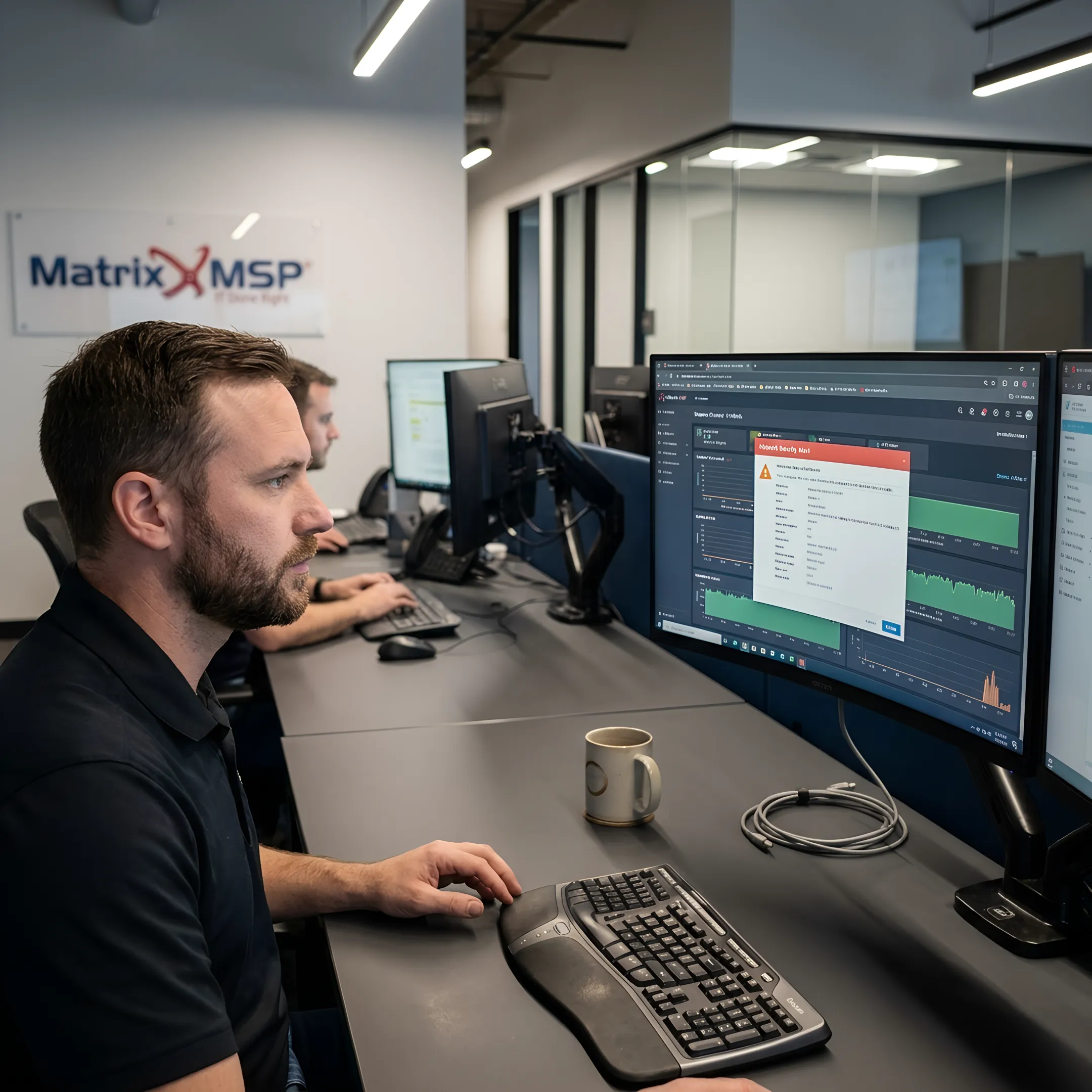 IT professional reviewing cyber recovery systems