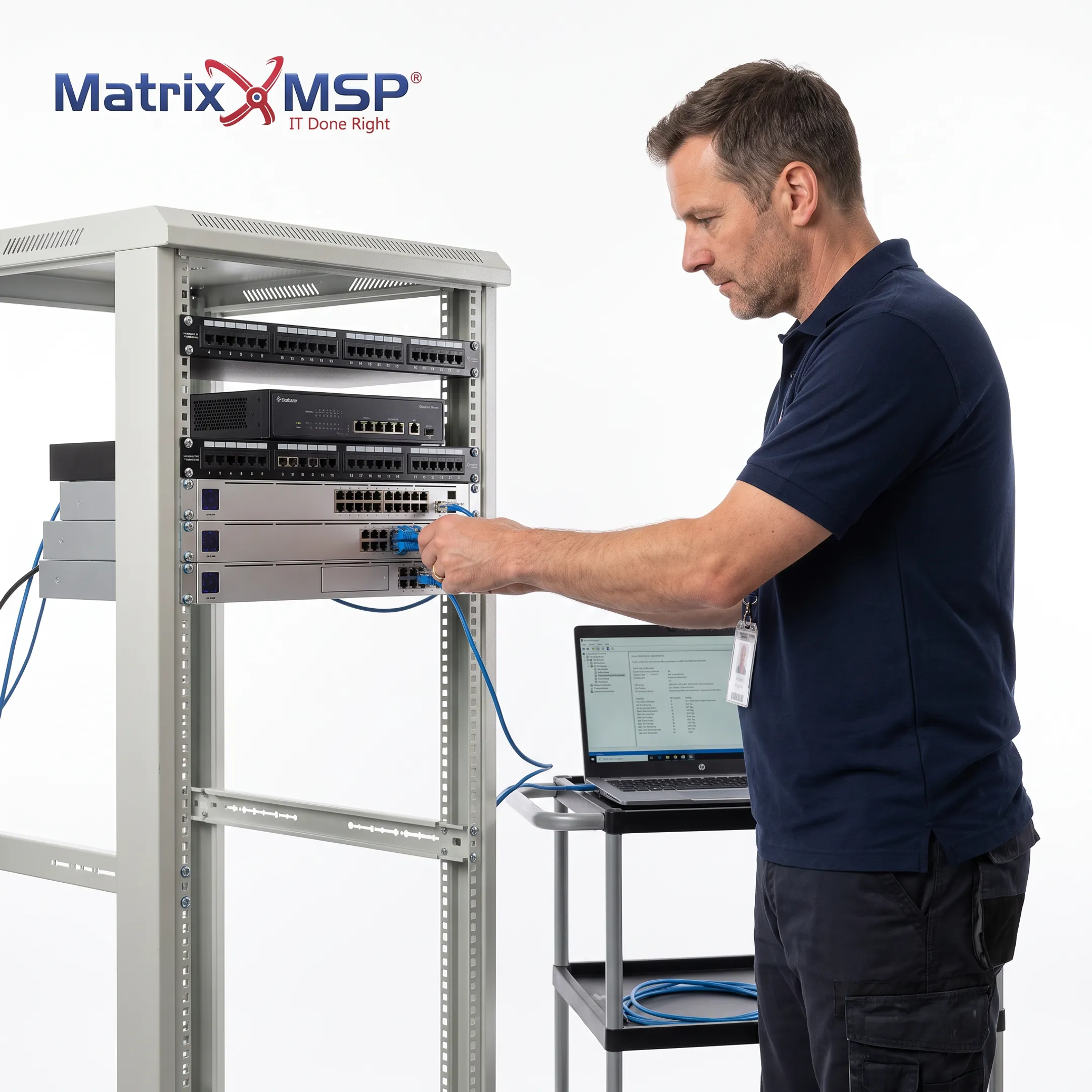 Engineer configuring a secure network