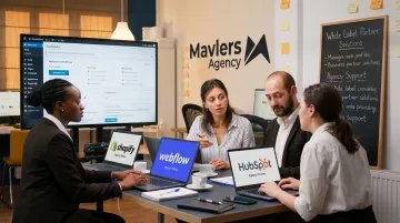 Mavlers Agency team collaborating on white-label web development client projects