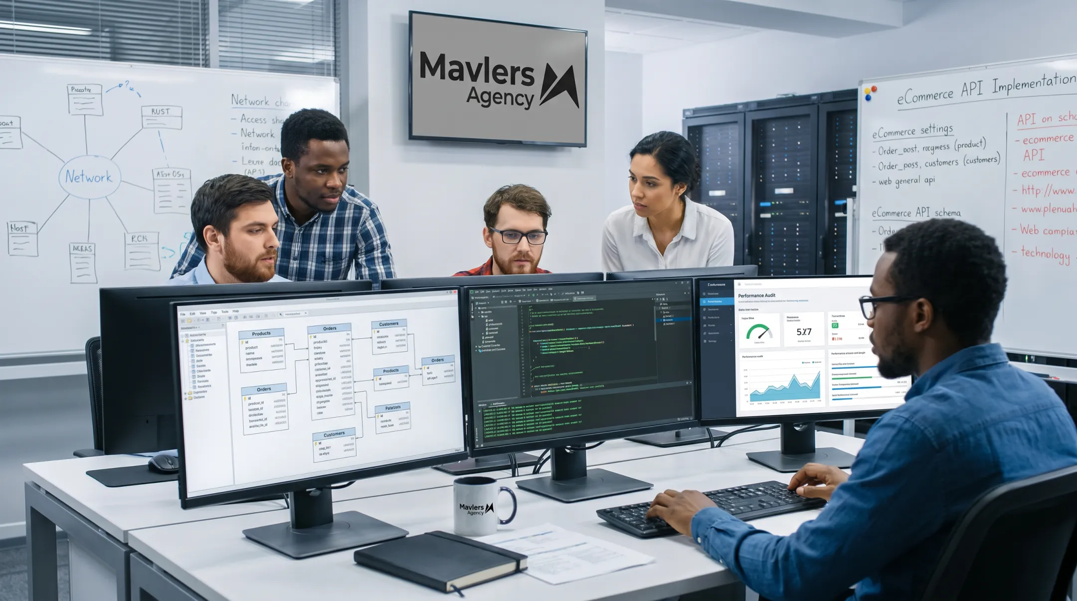 Technical delivery team implementing schema markup for ecommerce GEO