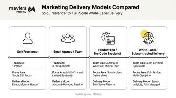 Four common web development business structures comparison chart