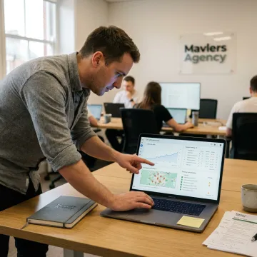 SEO consultant reviewing analytics dashboard