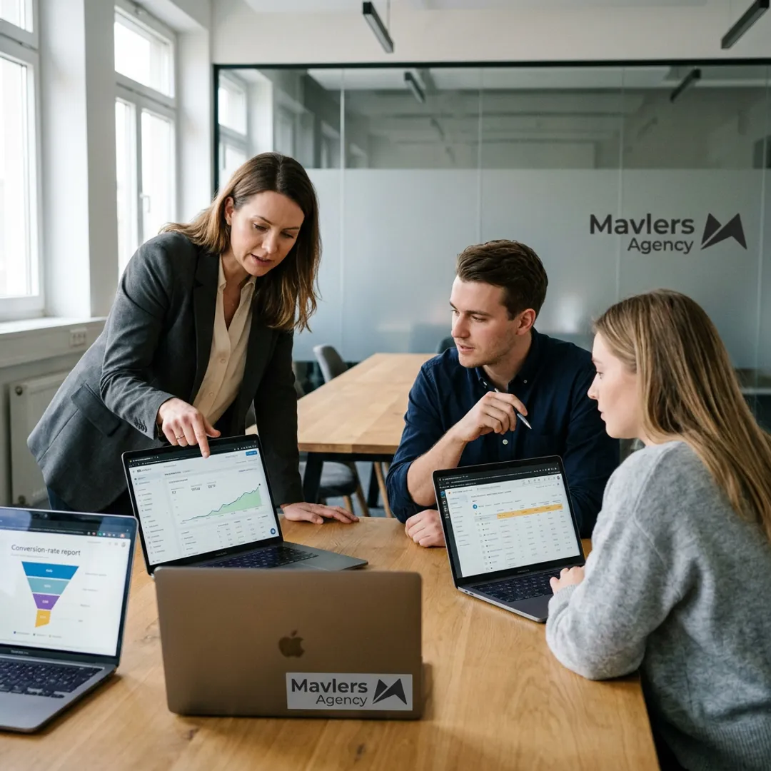 Commerce marketing team reviewing performance dashboards