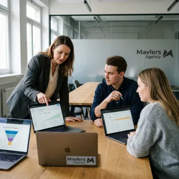 Commerce marketing team reviewing performance dashboards