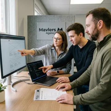 Web development team planning website launch