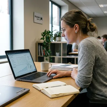 SEO strategist reviewing analytics dashboard