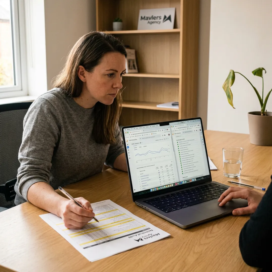 SEO strategist reviewing analytics dashboard