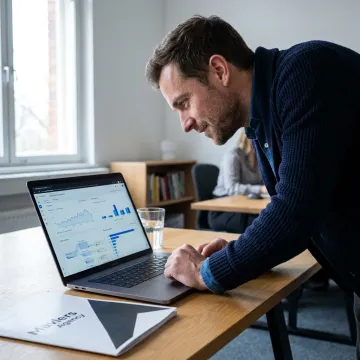 E-commerce marketing consultant reviewing analytics