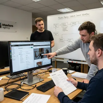 Developers reviewing CMS and e-commerce website launch workflow