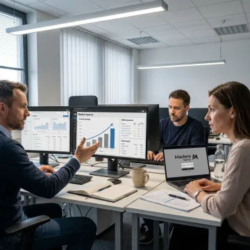 Marketing team reviewing campaign analytics