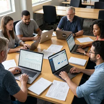 Digital marketing team analyzing campaign performance
