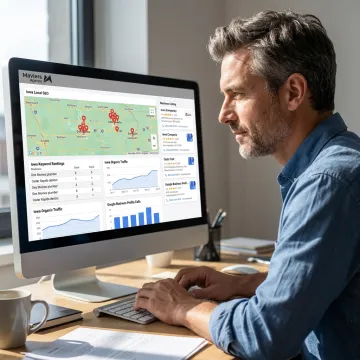 Local SEO dashboard for an Iowa business
