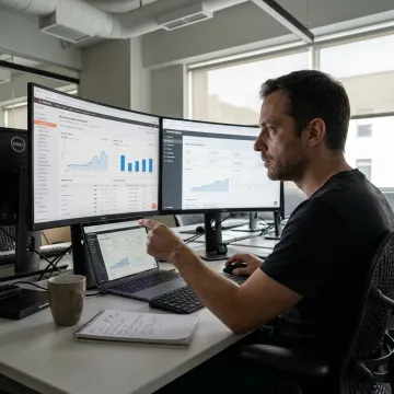 SEO strategist reviewing analytics dashboards