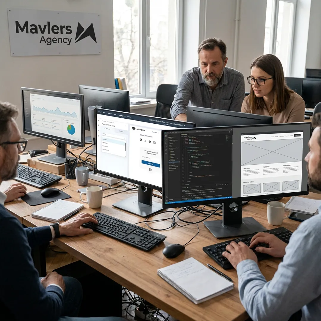 Developers reviewing a B2B website build