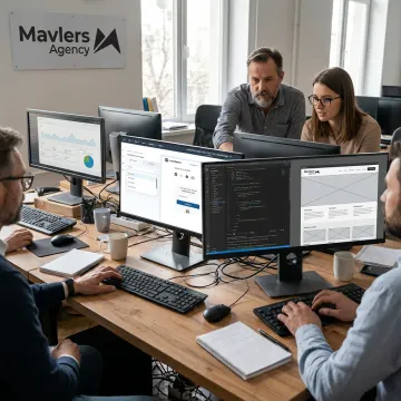 Developers reviewing a B2B website build