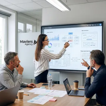 Web design team planning UX and SEO process