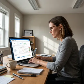 SEO strategist reviewing analytics and keyword performance