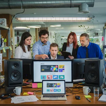 Creative marketing and design team at work
