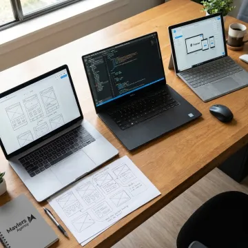 Web design and development workspace
