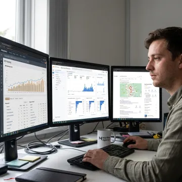 SEO strategist reviewing analytics dashboard