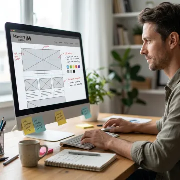 Website designer creating a modern business website