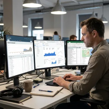 SEO strategist reviewing analytics dashboard