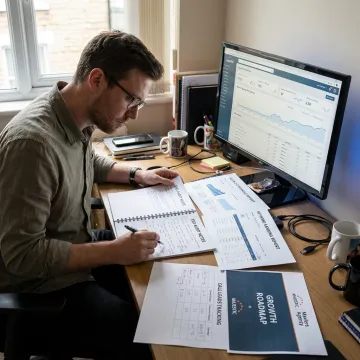 SEO expert reviewing analytics and search performance