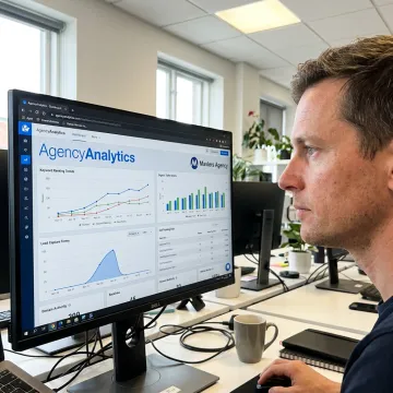 SEO expert analyzing rankings and lead data