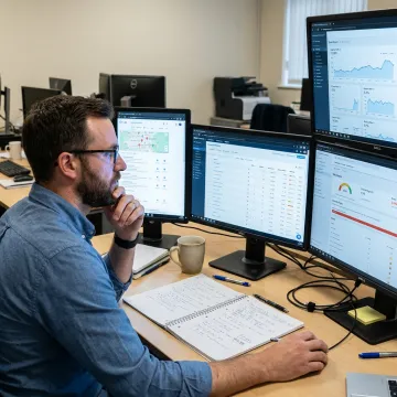 SEO specialist reviewing local search performance