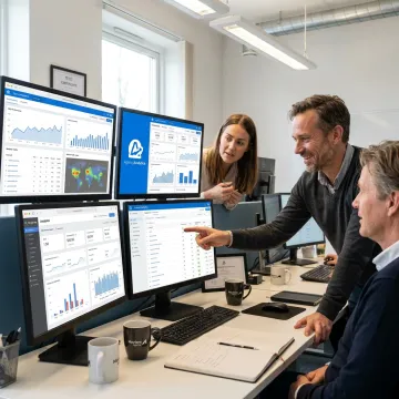 Digital marketing team reviewing campaign dashboards