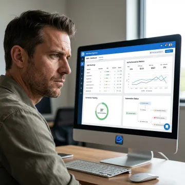 Marketing specialist reviewing SMB campaign results