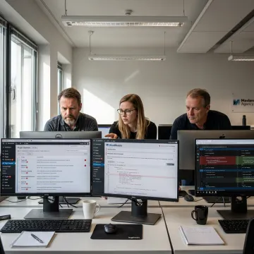 WordPress support team monitoring website maintenance tasks