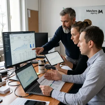 Ecommerce growth marketing team reviewing analytics