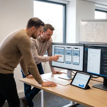 B2B website development team working on responsive designs