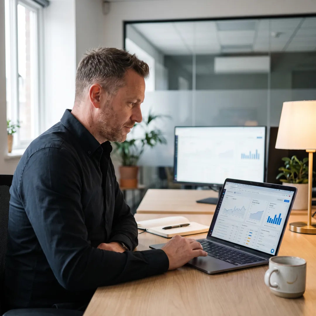 Digital marketing strategist reviewing campaign analytics