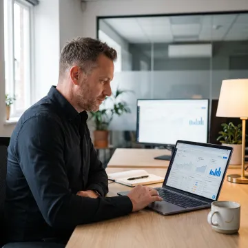 Digital marketing strategist reviewing campaign analytics