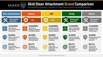 Comparison chart of top 5 skid steer bucket brands durability and compatibility