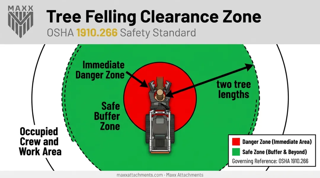 OSHA two tree length safety clearance zone diagram for felling