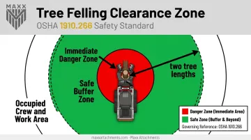 OSHA two tree length safety clearance zone diagram for felling