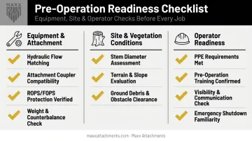Three-pillar checklist for skid steer land clearing site preparation readiness